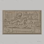 Fichier CNC & impression 3D atelier de menuiserie, artisan sculptant cheval à bascule, haute qualité relief STL