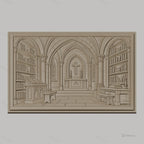 Fichier CNC & impression 3D intérieur d'église gothique, autel, bibliothèque, croix, haute qualité relief STL