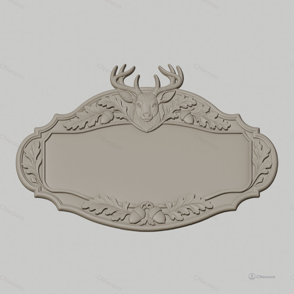 Fichier CNC & impression 3D enseigne décorative tête de cerf et glands, STL très haute qualité