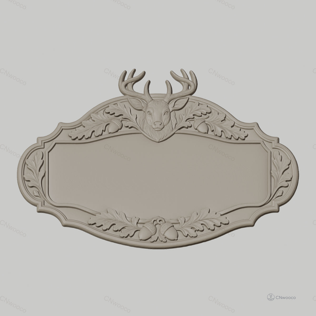 Fichier CNC & impression 3D enseigne décorative tête de cerf et glands, STL très haute qualité