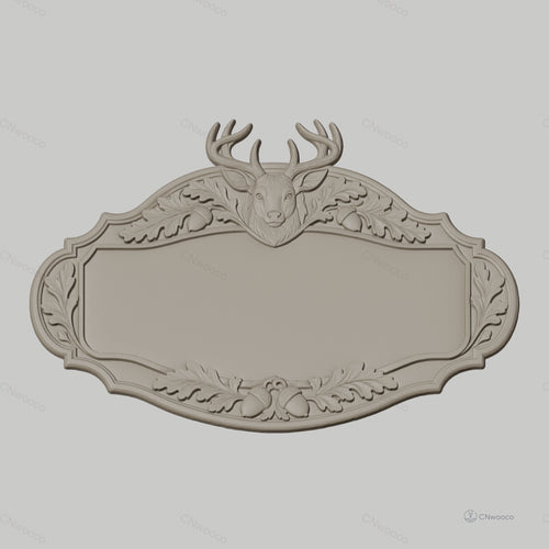 Fichier CNC & impression 3D enseigne décorative tête de cerf et glands, STL très haute qualité