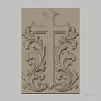 Fichier CNC & impression 3D Croix ornementale, motifs floraux baroques, haute qualité relief STL