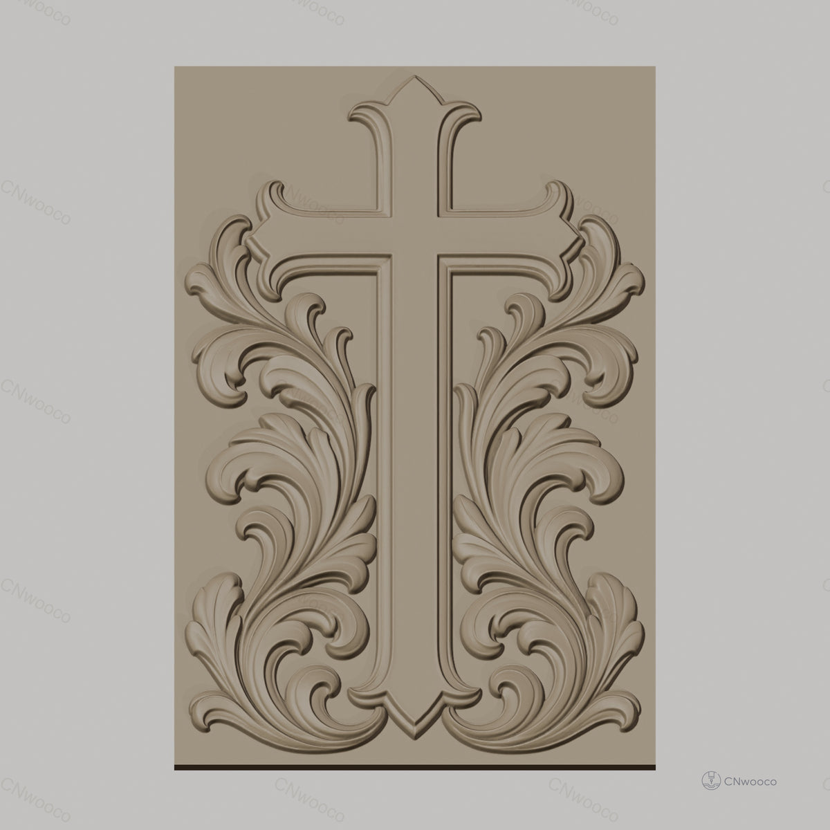 Fichier CNC & impression 3D Croix ornementale, motifs floraux baroques, haute qualité relief STL