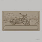 Fichier CNC & impression 3D moto cruiser, route désert montagne paysage, haute qualité relief STL