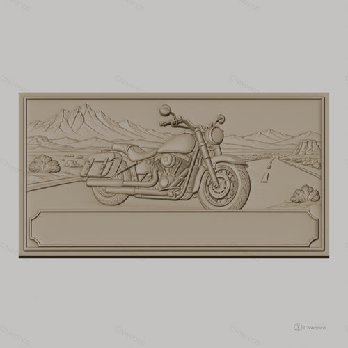 Fichier CNC & impression 3D moto cruiser, route désert montagne paysage, haute qualité relief STL