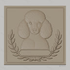 Fichier CNC & impression 3D chien caniche avec feuilles décoratives, haute qualité relief STL