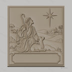 Fichier CNC & impression 3D berger avec agneau et étoile de Bethléem, paysage biblique, haute qualité relief STL