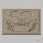 Fichier CNC & impression 3D mains qui se tiennent, coeur et feuilles, haute qualité relief STL
