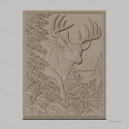 Fichier CNC & impression 3D cerf majestueux avec paysage naturel, forêt et montagne relief, haute qualité relief STL