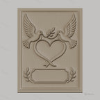 Fichier CNC & impression 3D couple de colombes, coeur et feuilles, haute qualité relief STL