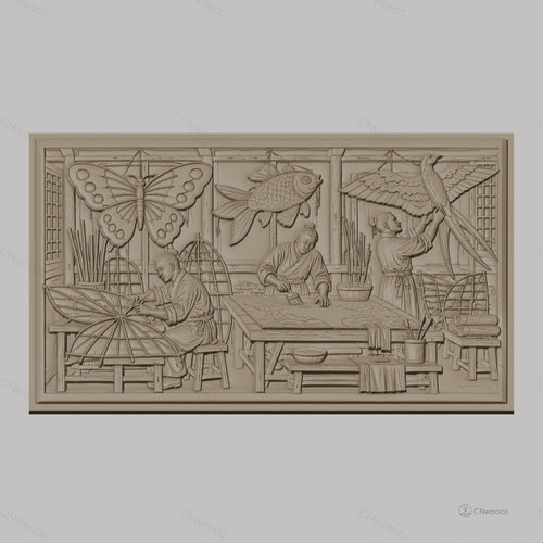 Fichier CNC & impression 3D atelier artisan papillon poisson oiseau, fabrication traditionnelle, haute qualité relief STL
