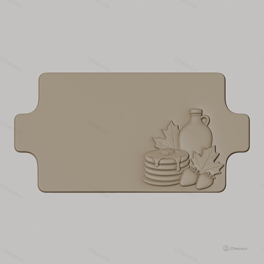 Fichier CNC décoration pancakes sirop feuilles d'érable bas-relief pour sculpture sur bois, STL