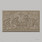 Fichier CNC & impression 3D scène de la crèche, Marie Joseph bébé Jésus étoile et moutons, haute qualité relief STL
