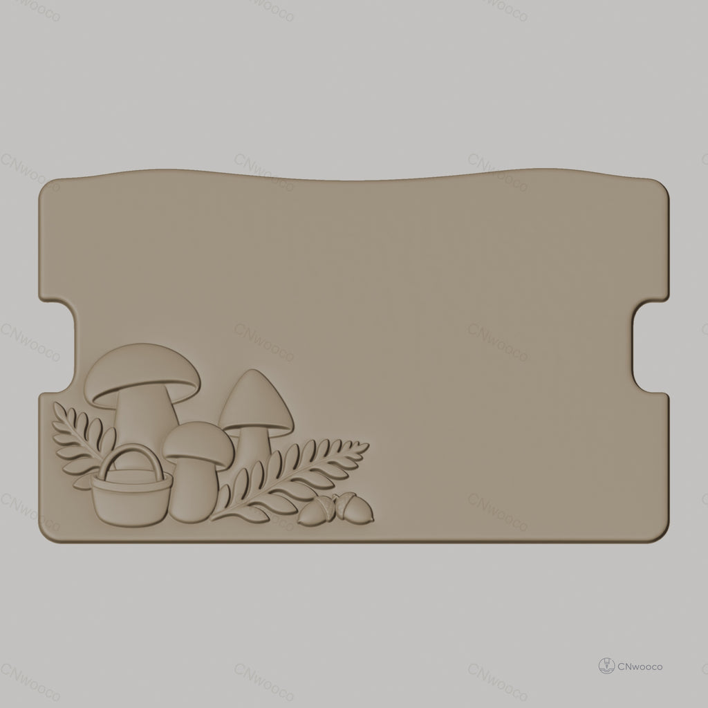 Fichier CNC champignons et nature, bas-relief pour sculpture sur bois, STL