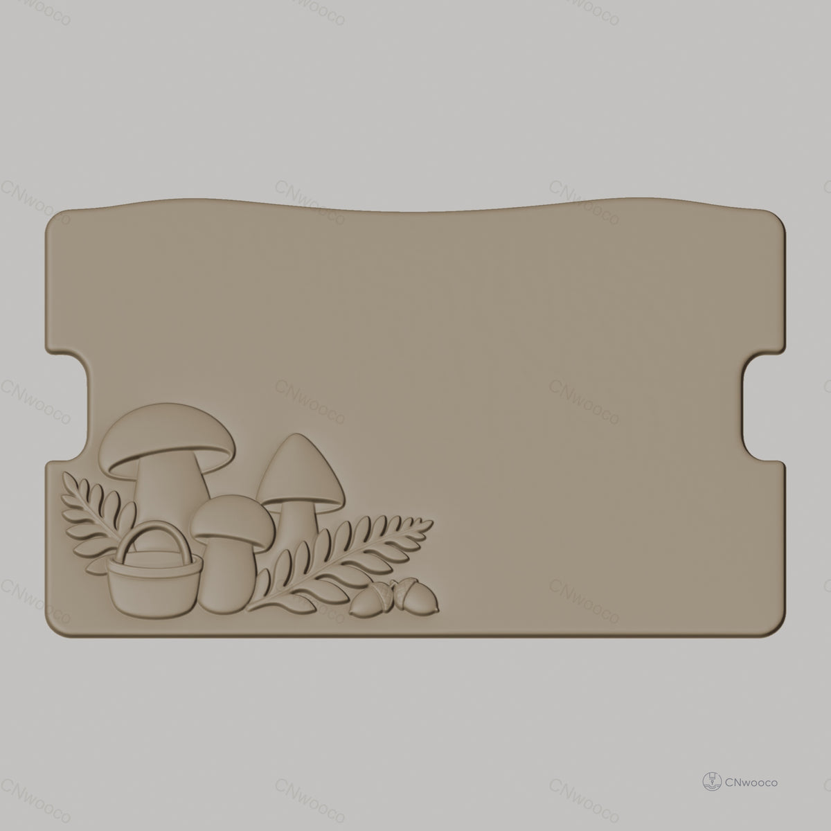 Fichier CNC champignons et nature, bas-relief pour sculpture sur bois, STL