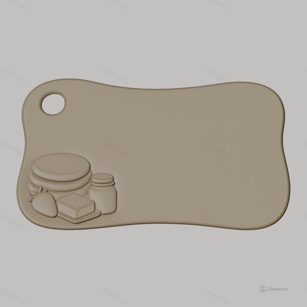 Fichier CNC planche de cuisine, fruits beurre pot, bas-relief pour sculpture sur bois, STL