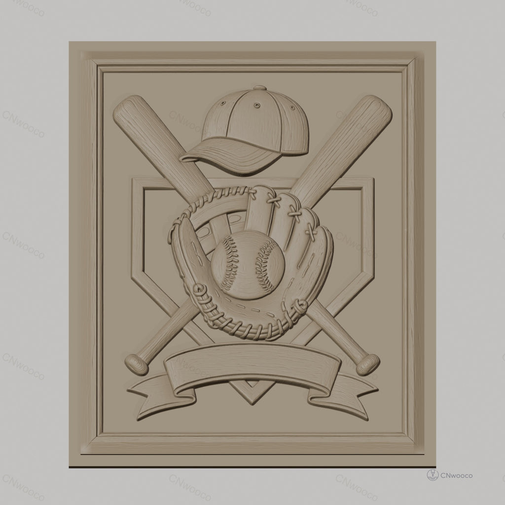 Fichier CNC & impression 3D baseball, batte, gant et casquette, haute qualité relief STL