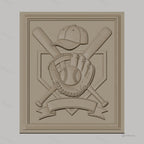 Fichier CNC & impression 3D baseball, batte, gant et casquette, haute qualité relief STL