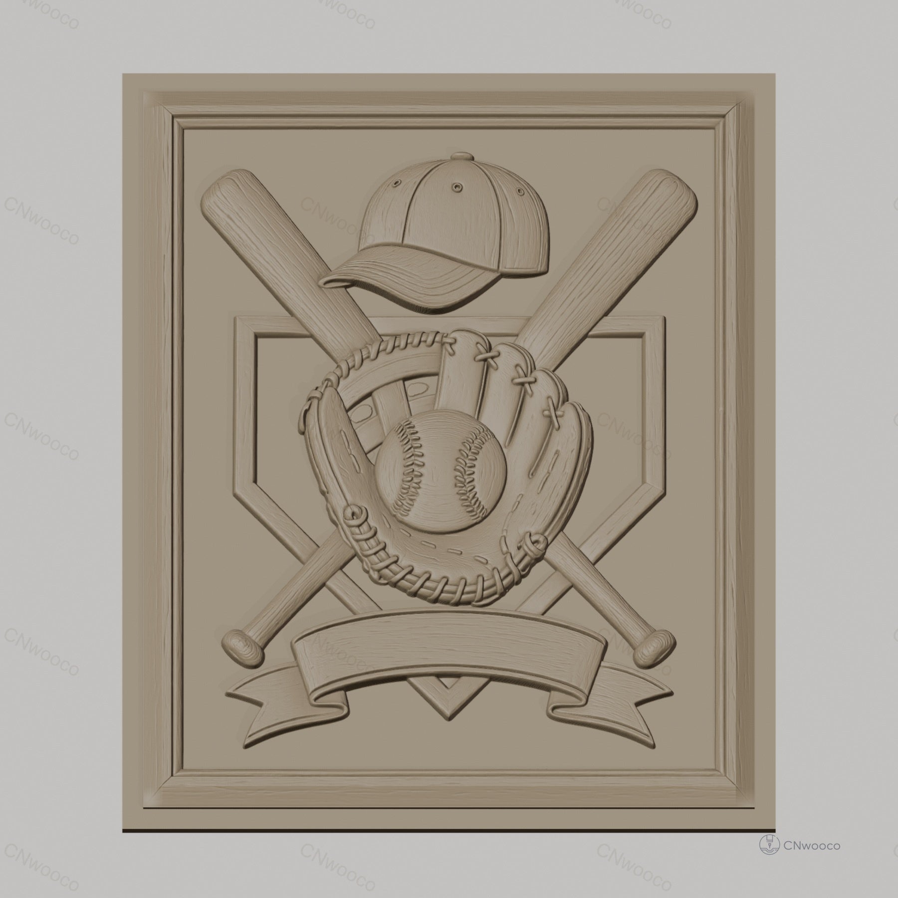Fichier CNC & impression 3D baseball, batte, gant et casquette, haute qualité relief STL