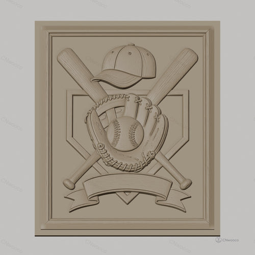 Fichier CNC & impression 3D baseball, batte, gant et casquette, haute qualité relief STL