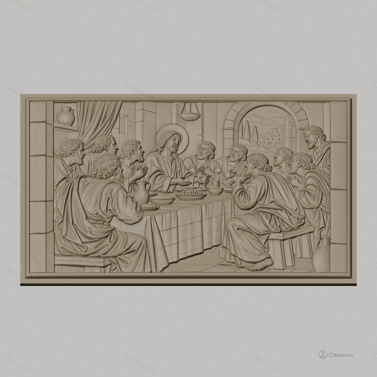 Fichier CNC & impression 3D Cène, Jésus et apôtres au repas, haute qualité relief STL