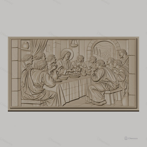 Fichier CNC & impression 3D Cène, Jésus et apôtres au repas, haute qualité relief STL