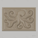 Fichier CNC & impression 3D Poulpe, octopus relief et vagues, haute qualité relief STL
