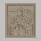 Fichier CNC & impression 3D paysan, champ de blé, grange, haute qualité relief STL