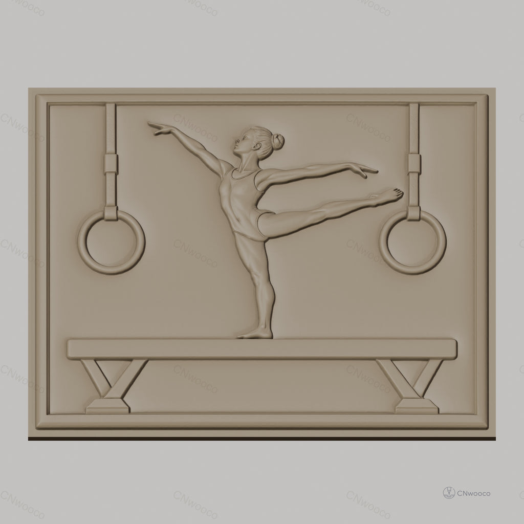 Fichier CNC & impression 3D Gymnastique enfant, cheval d'arçon et anneaux, haute qualité relief STL