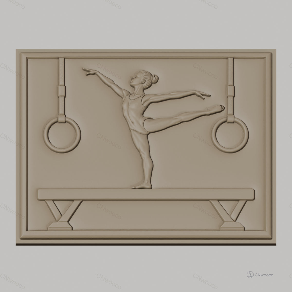 Fichier CNC & impression 3D Gymnastique enfant, cheval d'arçon et anneaux, haute qualité relief STL