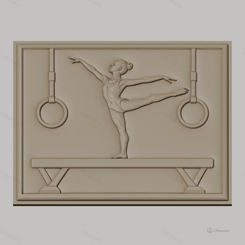 Fichier CNC & impression 3D Gymnastique enfant, cheval d'arçon et anneaux, haute qualité relief STL