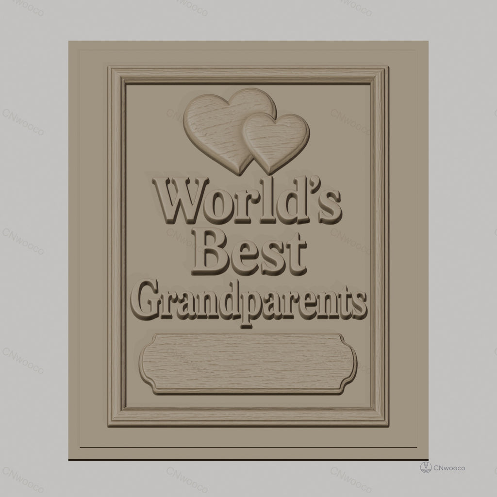 Fichier CNC & impression 3D meilleure plaque Grandparents, coeurs relief décoratif, haute qualité relief STL