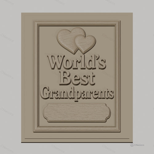 Fichier CNC & impression 3D meilleure plaque Grandparents, coeurs relief décoratif, haute qualité relief STL