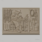 Fichier CNC & impression 3D artiste sellier, cowboy, selle et outils, haute qualité relief STL
