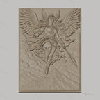 Fichier CNC & impression 3D Valkyrie guerrière ailée, montagnes et nuages, haute qualité relief STL