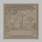 Fichier CNC & impression 3D chien assis, arbre, paysage et patte en cœur, haute qualité relief STL