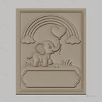 Fichier CNC & impression 3D éléphant bébé, ballon cœur, arc-en-ciel, nuages, relief pour chambre d'enfant, haute qualité relief STL