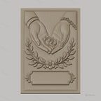 Fichier CNC & impression 3D alliance avec mains, fleurs et feuillages, haute qualité relief STL