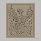 Fichier CNC & impression 3D phénix, oiseau mythique en flammes, haute qualité relief STL