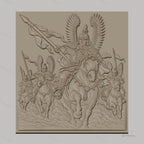 Fichier CNC & impression 3D cavaliers ailés en armure, chevaux en bataille, haute qualité relief STL