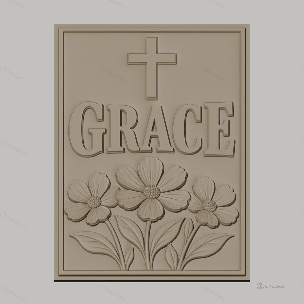 Fichier CNC & impression 3D grâce, croix, fleurs, haute qualité relief STL
