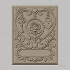 Fichier CNC & impression 3D cœur romantique, rose, clé et cadenas, haute qualité relief STL