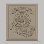 Fichier CNC & impression 3D pompiers, casque, hache, tuyau d'incendie, écusson hommage, haute qualité relief STL