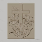 Fichier CNC & impression 3D Croix avec lys et feuilles, haute qualité relief STL
