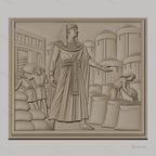 Fichier CNC & impression 3D ancien Égypte, homme en toge avec sacs et grenier, haute qualité relief STL
