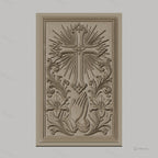 Fichier CNC & impression 3D religieux, croix, mains en prière et lys, haute qualité relief STL