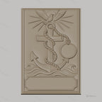 Fichier CNC & impression 3D ancre, croix, colombe et vagues, haute qualité relief STL