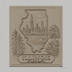 Fichier CNC & impression 3D Illinois, skyline Chicago, ferme, maïs, fleurs, arbre, haute qualité relief STL