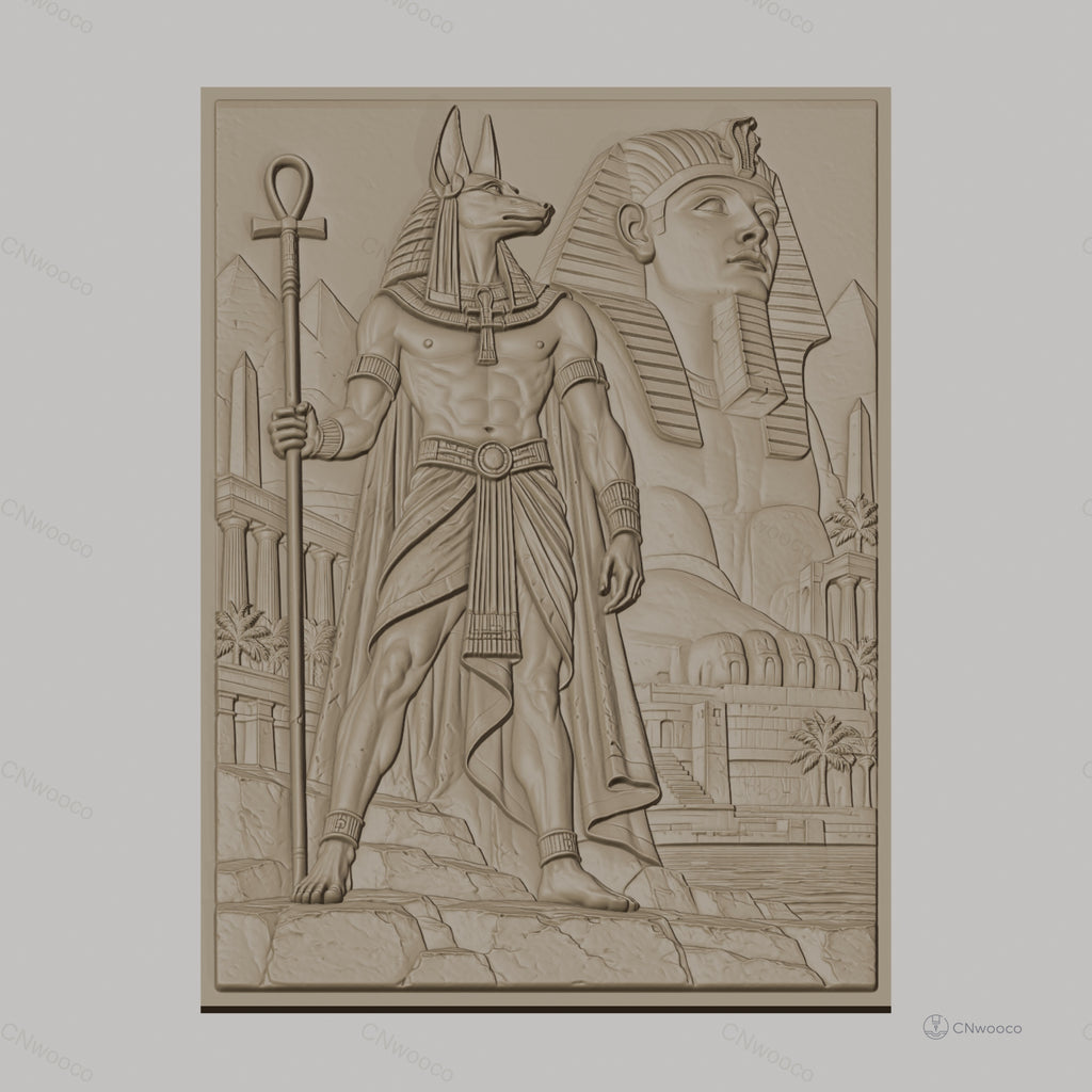 Fichier CNC & impression 3D Égypte antique, Anubis, Sphinx, pyramides, haute qualité relief STL