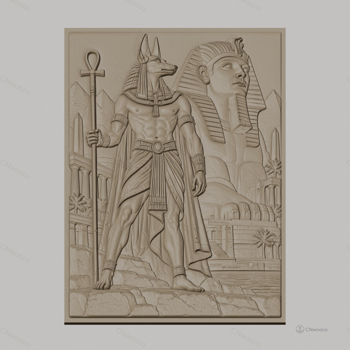 Fichier CNC & impression 3D Égypte antique, Anubis, Sphinx, pyramides, haute qualité relief STL
